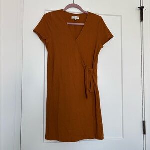 Madewell Mini Wrap Dress in Burnt Orange